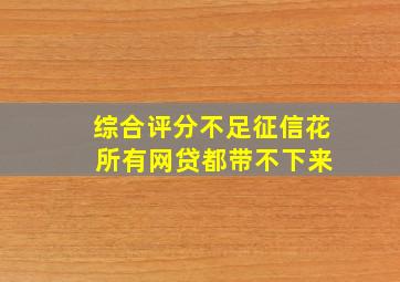 综合评分不足征信花 所有网贷都带不下来